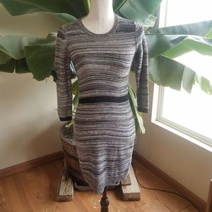 Ann Taylor Loft Womans XS Grey Black Sweater Dress